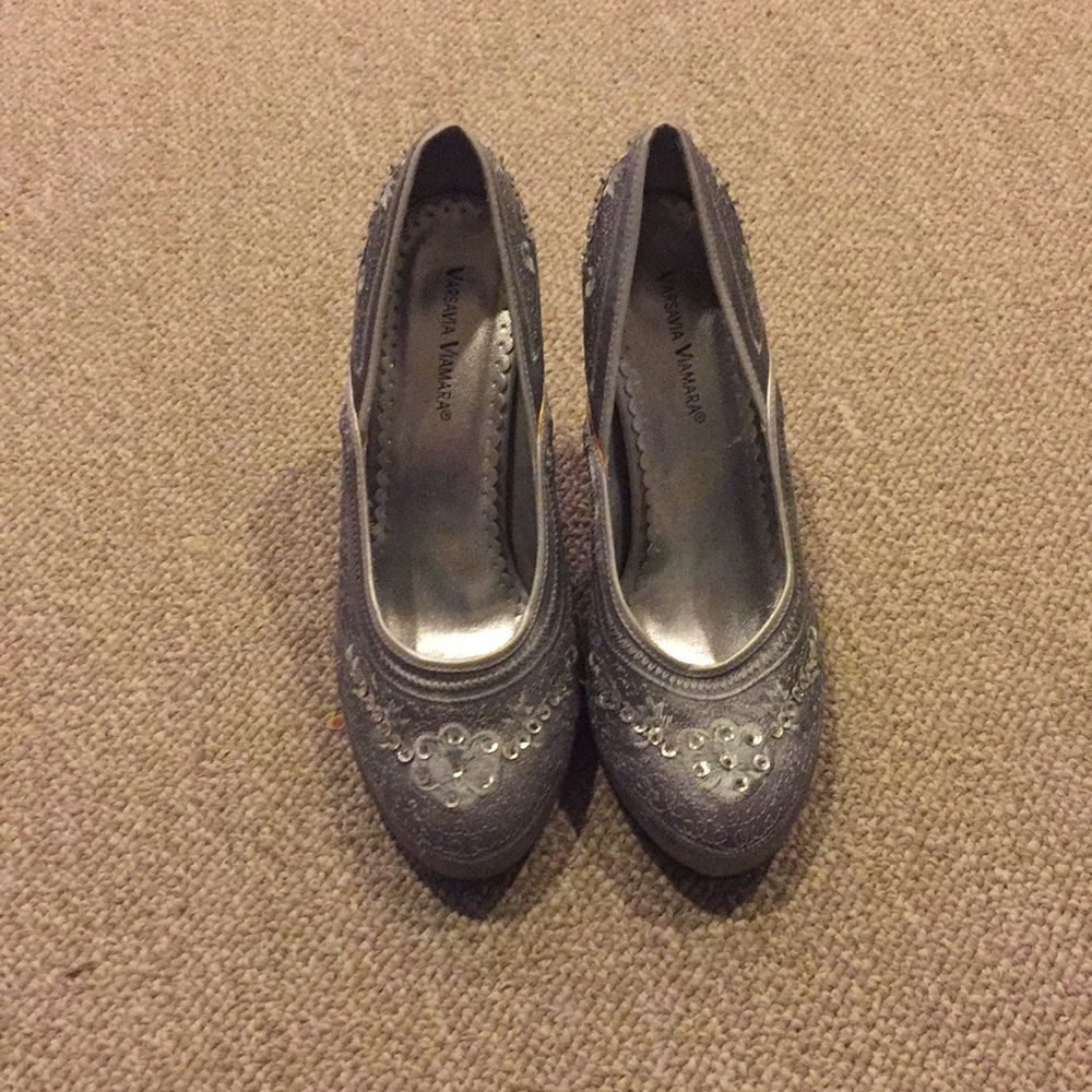 Sequined silver heels